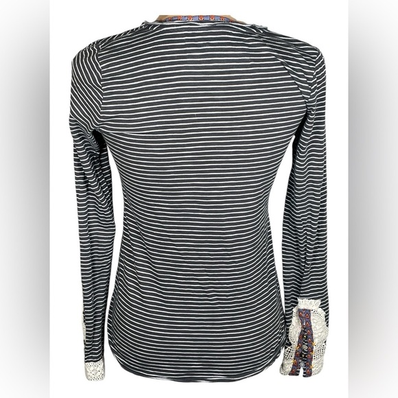 Anthropologie | Anthro‎ Little Yellow Button Striped Long Sleeve Tee Cuffs sz XS - Picture 2 of 8